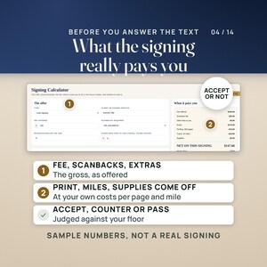 Mobile Notary Fee and Profit Dashboard | Net Pay Per Signing Calculator App, No Install | Mileage, Print Cost & Invoice Aging image 4