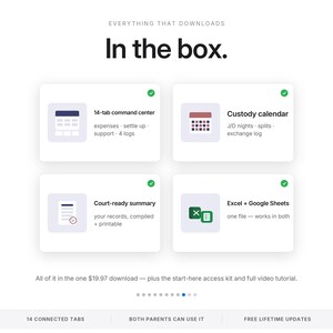 Spreadsheet voor co-ouderschapsplanning | Voogdijregistratie en alimentatieadministratie voor Excel en Google Sheets | Calculator voor het verdelen van gedeelde kosten afbeelding 9