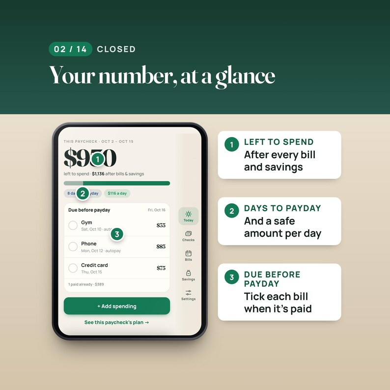 Paycheck Budget Web App, Offline Budget Planner with Two-Screen Layout, Compatible with iPhone Duo image 2