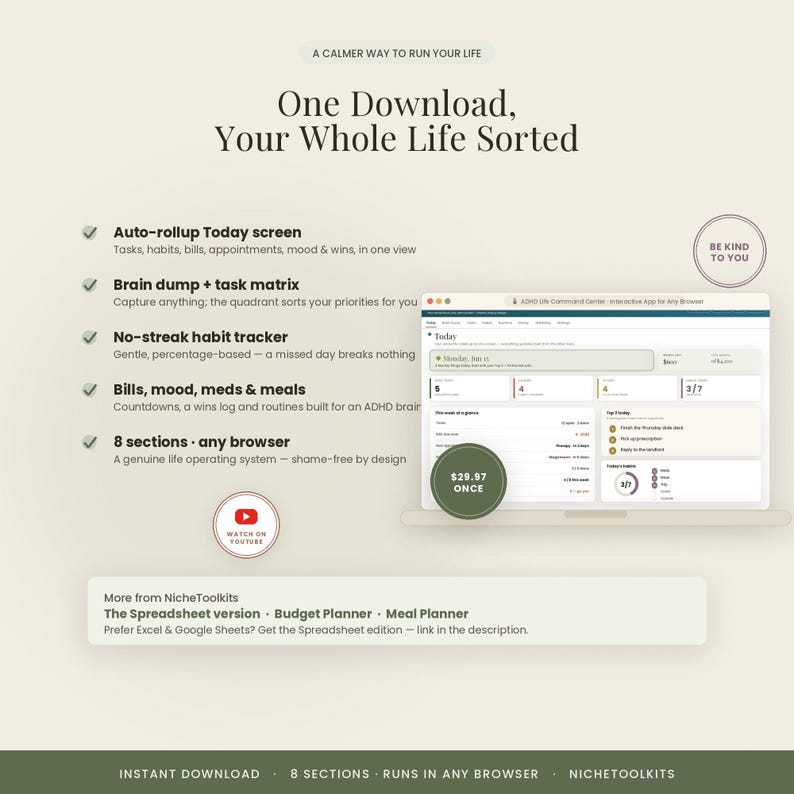 ADHD Life Command Center App | Interactive Life Dashboard for Any Browser | Daily Planner, Habit & Routine Tracker | Neurodivergent image 10