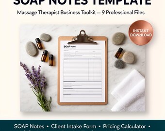 Kit di strumenti SOAP per massaggiatori/terapisti del massaggio / Scheda di anamnesi del cliente, Calcolatore dei prezzi (Download immediato)