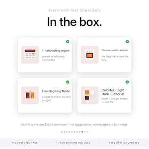 Thanksgiving Planner Spreadsheet | Thanksgiving Hosting Budget with Menu, Potluck and Groceries for Excel and Google Sheets | Friendsgiving image 9
