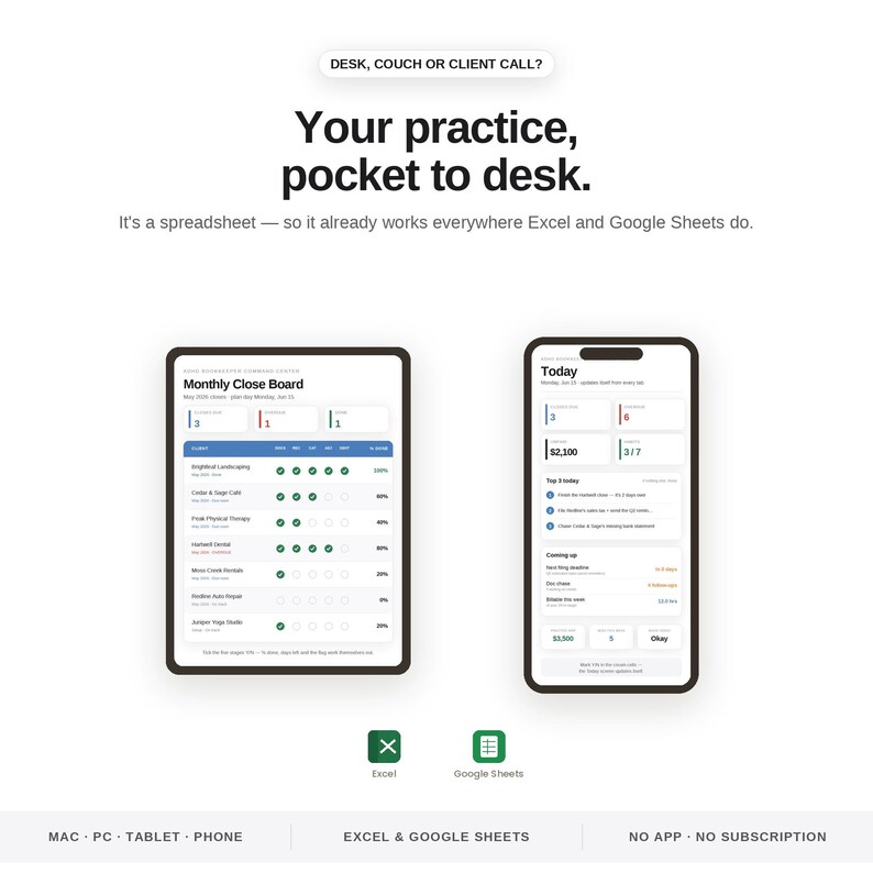 ADHD Bookkeeper Planner Spreadsheet Bookkeeping Client Work Command Center Excel Google Sheets Monthly Close Deadline Brain Dump Habits image 8