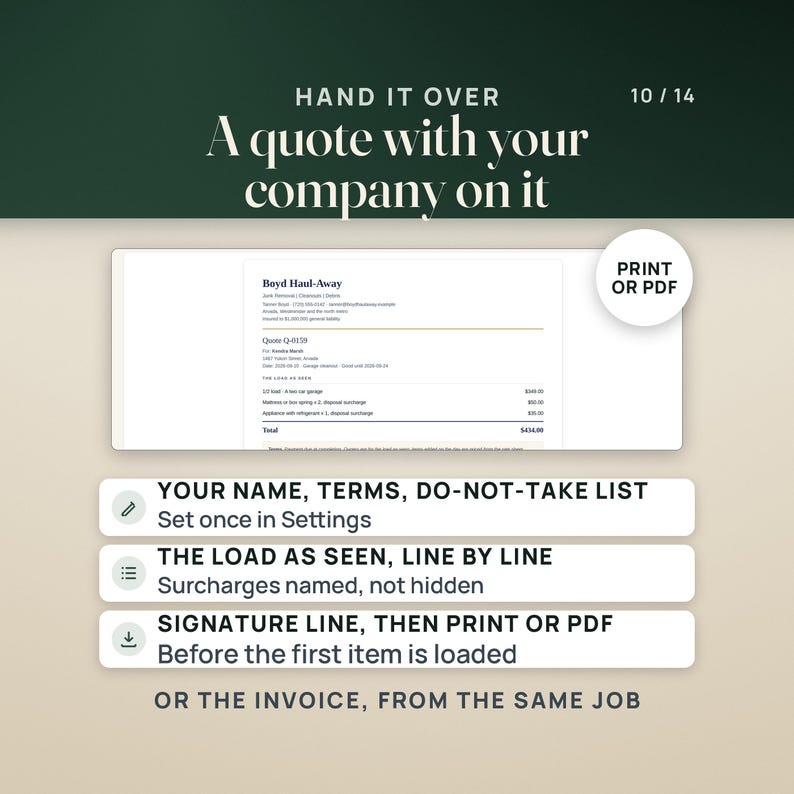 Junk Removal Pricing and Route Dashboard | Truck Load Fraction Calculator App, No Install | Dump Fee, Crew Cost & Job Profit image 10