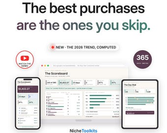 Foglio di calcolo per monitorare l'anno senza acquisti / Centro di comando per la sfida "Nessuna spesa" per Excel e Fogli Google / Reset del budget per acquisti ridotti con la regola delle 48 ore