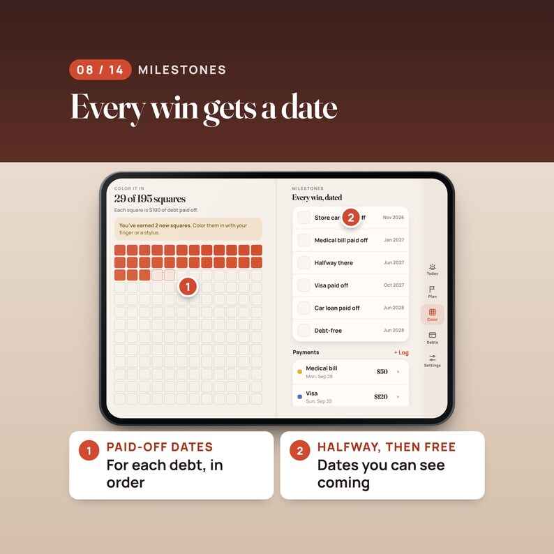 Debt Payoff Planner Web App, Snowball and Avalanche Tracker, Two-Screen Layout, Compatible with iPhone Duo image 8