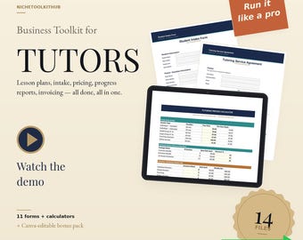 Tutoring Business Toolkit | Forms Bundle for New Private Tutors | Lesson Plan, Invoice, Contract & Intake Forms | Excel PDF Canva