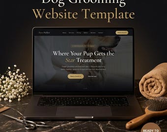 Template per sito web di toelettatura per cani, HTML scuro di lusso (download digitale)