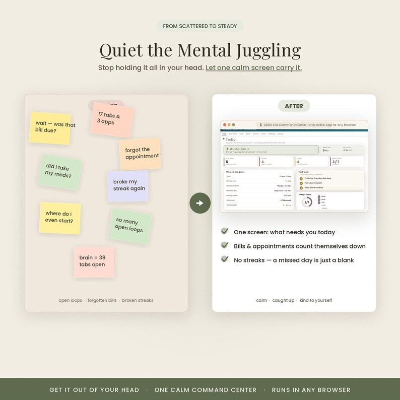 ADHD Life Command Center App | Interactive Life Dashboard for Any Browser | Daily Planner, Habit & Routine Tracker | Neurodivergent image 8