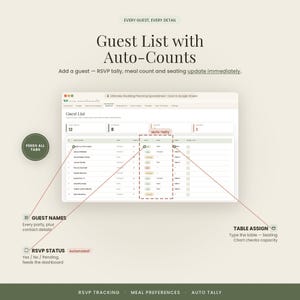 Feuille de calcul ultime pour la planification de mariage | Suivi budgétaire, liste d'invités, plan de salle, chronologie, liste de contrôle | Feuilles Excel et Google image 3