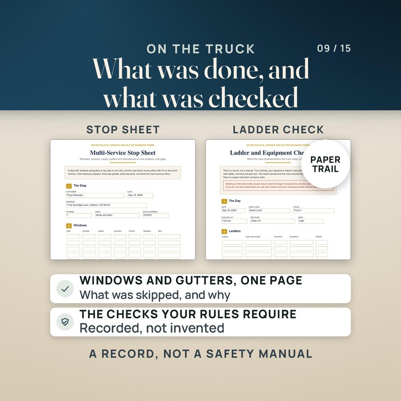 Window Cleaning Business Toolkit | Gutter Cleaning Forms Bundle with Pane Count Estimate Calculator, Invoice & Route Sheet | Excel PDF image 9