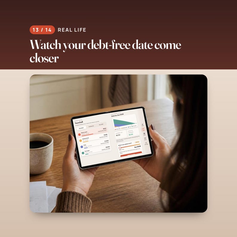 Debt Payoff Planner Web App, Snowball and Avalanche Tracker, Two-Screen Layout, Compatible with iPhone Duo image 13