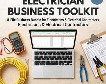 Electrician Business Toolkit | Electrical Contractor Forms Estimate Calculator Job Tracker Invoice Permit | Digital Download PDF Excel