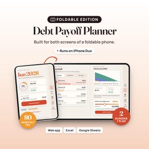 Debt Payoff Planner Web App, Snowball and Avalanche Tracker, Two-Screen Layout, Compatible with iPhone Duo image 1