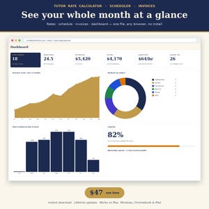Tutor Rate Calculator & Scheduler | Tutoring Pricing Software for What to Charge | Student Tracker, Invoice Builder, No Subscription