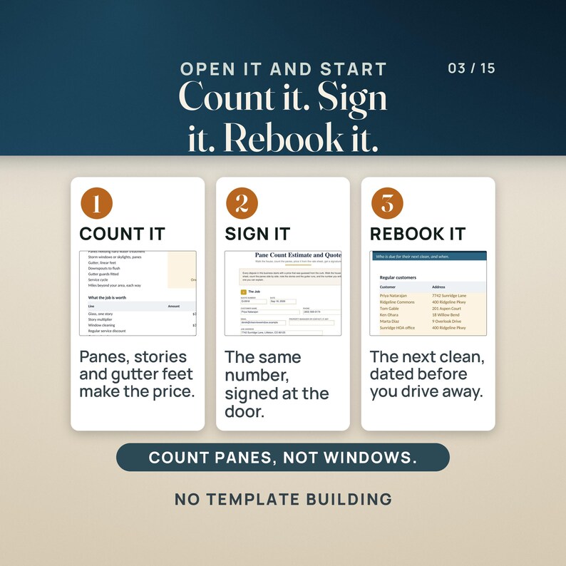 Window Cleaning Business Toolkit | Gutter Cleaning Forms Bundle with Pane Count Estimate Calculator, Invoice & Route Sheet | Excel PDF image 3
