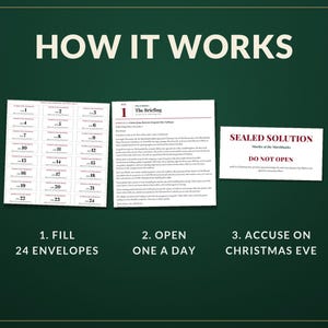 Murder Mystery Advent Calendar Printable, 24 Day Christmas Detective Game for Adults and Teens, Murder at the Marchbanks, Cozy Whodunit bild 2
