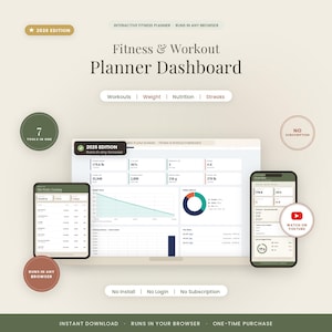App per il monitoraggio degli allenamenti / Dashboard interattiva per il fitness, monitoraggio dei progressi in palestra, calcolo dei macronutrienti e della perdita di peso, registro dei record di forza, senza abbonamento immagine 1