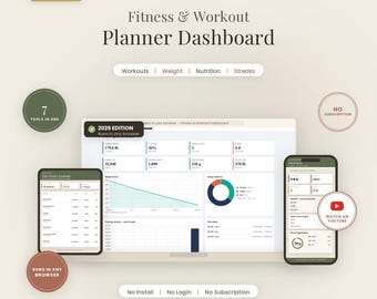 App per il monitoraggio degli allenamenti / Dashboard interattiva per il fitness, monitoraggio dei progressi in palestra, calcolo dei macronutrienti e della perdita di peso, registro dei record di forza, senza abbonamento
