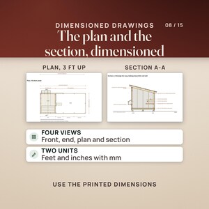 Two drawing pages from the Medium plans: the plan view cut 3 ft above grade, with the coop, the run and dimension lines, and section A-A through the coop showing the roost bars, the droppings board, the nest box and the floor heights, dimensioned in feet and inches with millimeters.