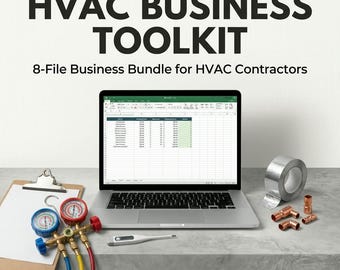 HVAC Business Toolkit | HVAC Contractor Forms Estimate Calculator Job Tracker Invoice Maintenance Agreement | Digital Download PDF Excel