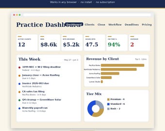Bookkeeping Practice Manager | Workflow Kanban Board, Deadlines, Close App
