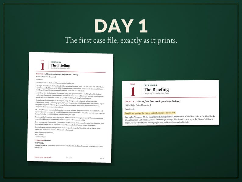 Murder Mystery Advent Calendar Printable, 24 Day Christmas Detective Game for Adults and Teens, Murder at the Marchbanks, Cozy Whodunit bild 3