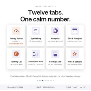 ADHD Budget Spreadsheet Money Command Center for Excel and Google Sheets | Safe to Spend Paycheck Budget Impulse Tracker | Light Dark Mode image 4