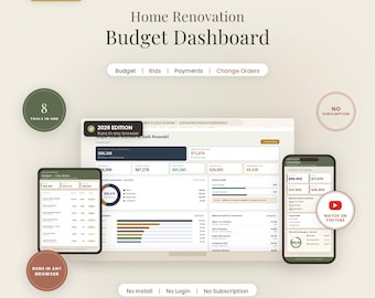 Painel de Orçamento para Reforma Residencial | Aplicativo Interativo para Reformas, compatível com Qualquer Navegador | Comparação de Orçamentos em Tempo Real e Acompanhamento de Pagamentos