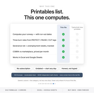 Foglio di calcolo per il budget dei licenziamenti / Piano finanziario per la perdita del lavoro e calcolatore di autonomia per Excel e Fogli Google / Strumento di monitoraggio di indennità di fine rapporto e disoccupazione immagine 10
