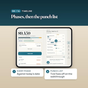 Renovation Budget Planner Web App, Remodel Cost Tracker, Two-Screen Layout, Compatible with iPhone Duo imagen 8