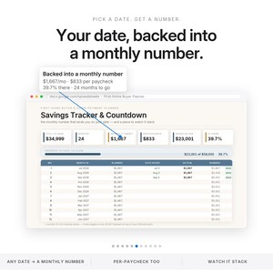 First Home Buyer Spreadsheet | Down Payment and Closing Cost Savings Planner | Mortgage Affordability Calculator for Excel and Google Sheets image 6