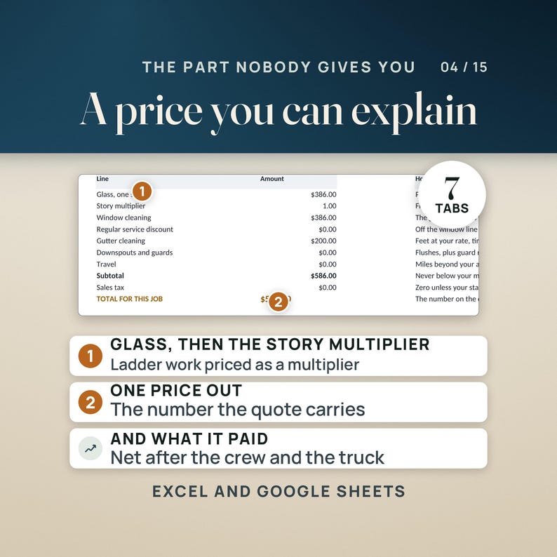 Window Cleaning Business Toolkit | Gutter Cleaning Forms Bundle with Pane Count Estimate Calculator, Invoice & Route Sheet | Excel PDF image 4