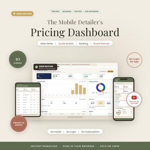 Mobile Car Detailing Pricing & Booking Dashboard | Vehicle + Package Price Calculator + Route Planner | No Subscription imagem 1