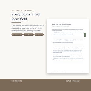 A filled in example page showing typed entries in the shaded boxes, demonstrating that every box is a real form field. 3,164 fillable fields across the file, usable in Acrobat Reader, Apple Preview or any browser.