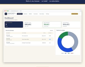 General Contractor Job Estimator | Construction Bid Calculator App, No Install | Material, Labor & Markup Cost with PDF Proposal Builder
