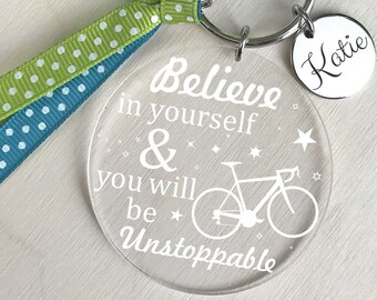 Cycling Keychain, Bike Keychain, Cyclist Keychain, Womens Cycling Gift, Cyclist Gift, Bicycle Gifts for Women, Bicycle Keychain, Keyring