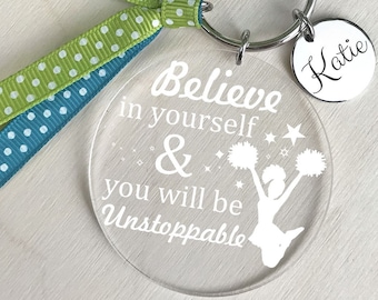 Cheerleading Keychain, Cheer Bag Tags, Cheer Keychain, Cheerleader Keychain, Cheer Key Chains, Cheerleading Key Chains, Cheer Gifts