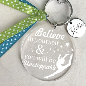 Gymnastics Bag Tag, Gymnastics Keychain, Gymnastics Gift, Gymnastics Key Chain, Gymnastics Zipper Pull, Gymnast Key Ring, Gymnast Gift