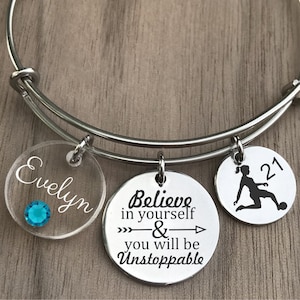Soccer Bracelet, Soccer Bangle, Soccer Jewelry, Girls Soccer Gifts, Soccer Girl Gifts, Soccer Player Gift