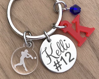 Softball Keychain, Softball Key Chain, Softball Keyring, Softball Key Ring, Softball Gifts, Softball Keychain Personalized,Keychain Softball