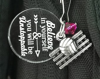 Volleyball Gifts, Volleyball Zipper Pull, Girls Volleyball Gift, Volleyball Team Gift, Volleyball Player Gift, Volleyball Bag Charm
