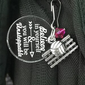 Volleyball Gifts, Volleyball Zipper Pull, Girls Volleyball Gift, Volleyball Team Gift, Volleyball Player Gift, Volleyball Bag Charm
