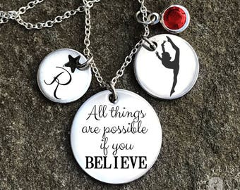 Gymnastics Necklace, Gymnastics Necklace for Girls, Gymnastics Necklace Personalized, Gymnast Necklace, Gymnastics Gifts, Gift for Gymnast