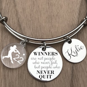 Bracciale softball, Bracciale rigido softball, Braccialetti softball per bambini, Gioielli softball, Bracciale softball per ragazze, Regali softball