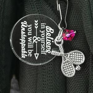 Tennis Player Gifts, Tennis Zipper Pull, Tennis Gifts, Girls Tennis Gift, Tennis Bag Charm, Tennis Bag Tag, Tennis Team Gift