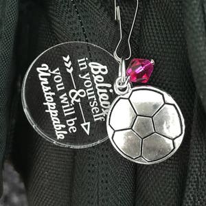 Soccer Gifts, Soccer Zipper Pull, Soccer Gifts for Girls, Soccer Bag Tag, Soccer Player Gift, Girls Soccer Gift, Soccer Team Gift