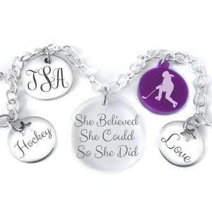 Hockey Charm Bracelet, Hockey Bracelet, Hockey Jewelry, Girls Hockey Bracelet, Girls Hockey Gifts, Hockey Gift for Girl