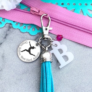 Gymnastics Gifts, Gymnastics Zipper Pull, Gymnastic Gift, Gymnast Gifts, Gymnastics Team Gift, Gymnastics Keychain, Gymnastics Bag Gift