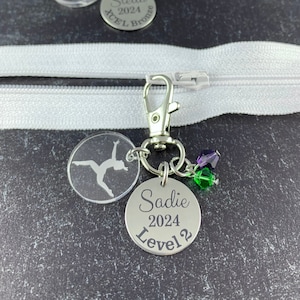 Gymnastics Level Gifts, Gymnastics Zipper Pull, Gymnast Gifts, Gymnastics Bag Charm, Gifts for gymnast, Gymnastics Bag Tag, Gymnastics Team